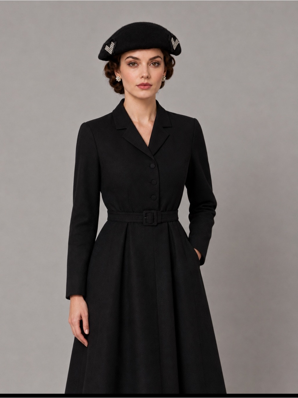Vintage Quaker-Maid Exclusive Black Sculpted Tilt Hat Rhinestone Cocktail Church